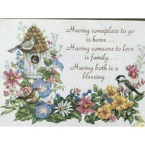 Cross Stitch KIT Dimensions Flowery Verse Stamped 3160 Flowers 14X10 USA Crafts